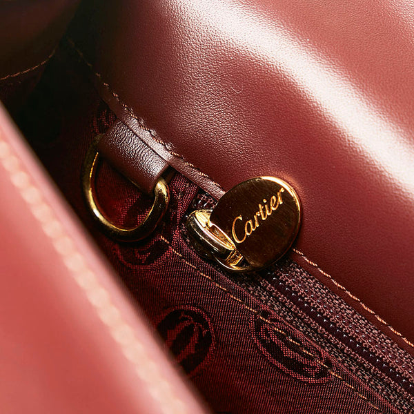 カルティエ マストライン ハンドバッグ ボルドー レザー レディース CARTIER 【中古】