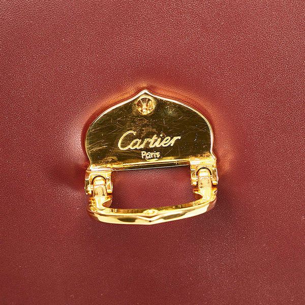 カルティエ マストライン ハンドバッグ ボルドー レザー レディース CARTIER 【中古】