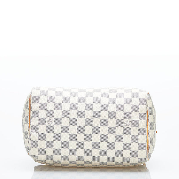 ルイ ヴィトン ダミエ アズール スピーデ25 ハンドバッグ ミニボストン N41371 ホワイト アイボリー PVC レザー レディース LOUIS VUITTON 【中古】