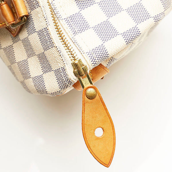 ルイ ヴィトン ダミエ アズール スピーデ25 ハンドバッグ ミニボストン N41371 ホワイト アイボリー PVC レザー レディース LOUIS VUITTON 【中古】