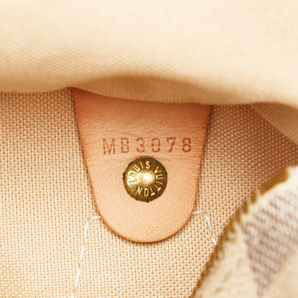 ルイ ヴィトン ダミエ アズール スピーデ25 ハンドバッグ ミニボストン N41371 ホワイト アイボリー PVC レザー レディース LOUIS VUITTON 【中古】