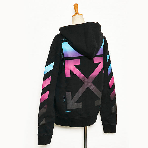 オフホワイト スラッシュロゴ  ジップパーカー SIZE:M OMBE001F ブラック コットン メンズ OFF-WHITE 【中古】