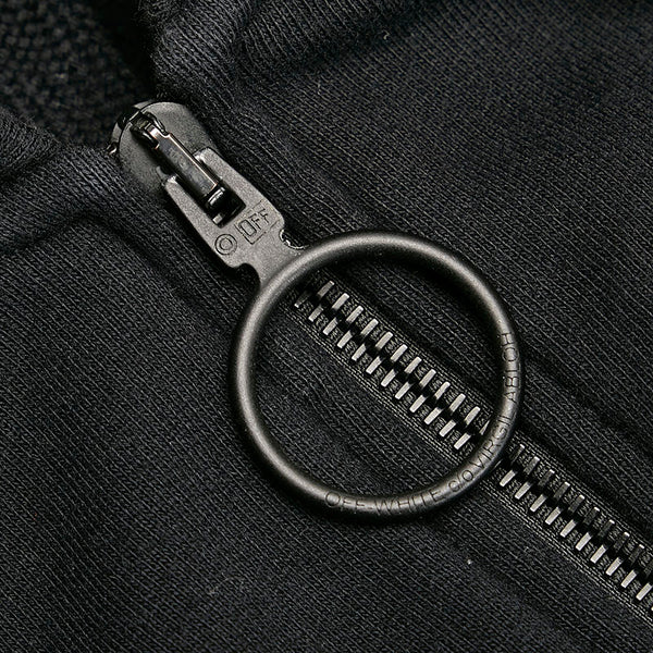 オフホワイト スラッシュロゴ  ジップパーカー SIZE:M OMBE001F ブラック コットン メンズ OFF-WHITE 【中古】