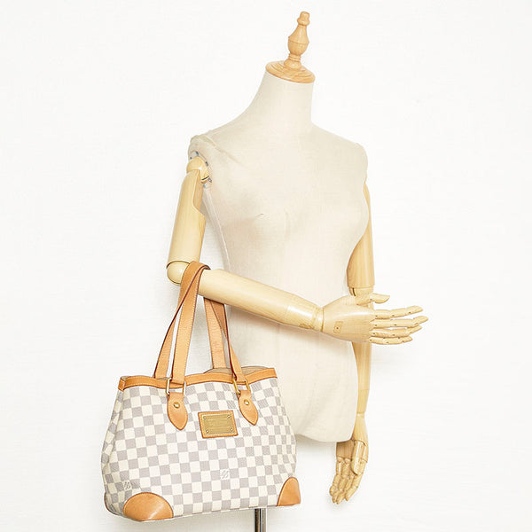 ルイ ヴィトン ダミエ アズール ハムステッドPM ハンドバッグ N51207 ホワイト PVC レザー レディース LOUIS VUITTON 【中古】