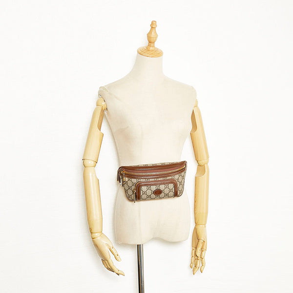 グッチ GGスプリーム インターロッキングG ボディバッグ ウエストバッグ ショルダーバッグ 682933 ベージュ ブラウン PVC レザー レディース GUCCI 【中古】