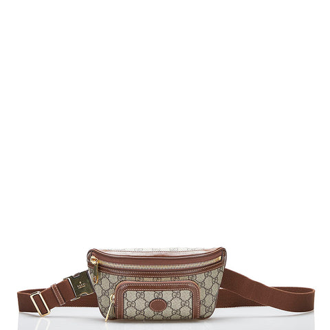 グッチ GGスプリーム インターロッキングG ボディバッグ ウエストバッグ ショルダーバッグ 682933 ベージュ ブラウン PVC レザー レディース GUCCI 【中古】