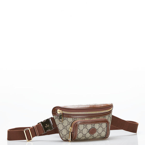 グッチ GGスプリーム インターロッキングG ボディバッグ ウエストバッグ ショルダーバッグ 682933 ベージュ ブラウン PVC レザー レディース GUCCI 【中古】
