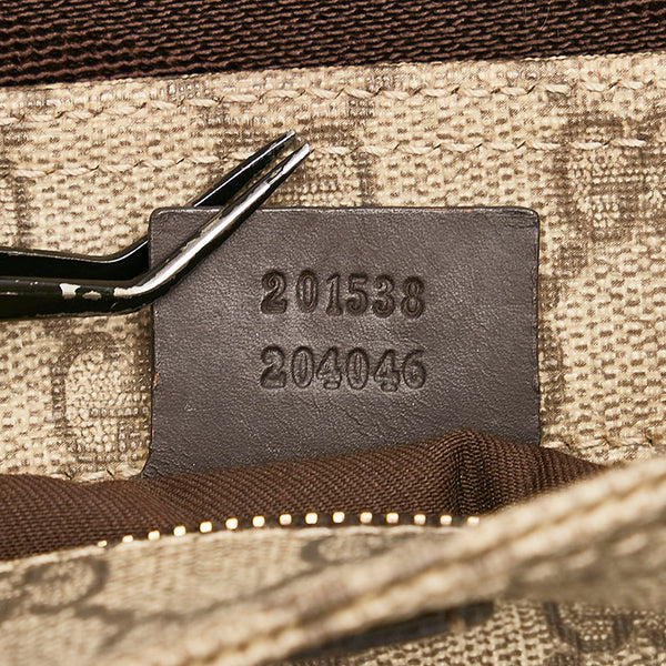 グッチ GGスプリーム 斜め掛け ショルダーバッグ 201538 ベージュ ブラウン PVC レザー メンズ GUCCI 【中古】