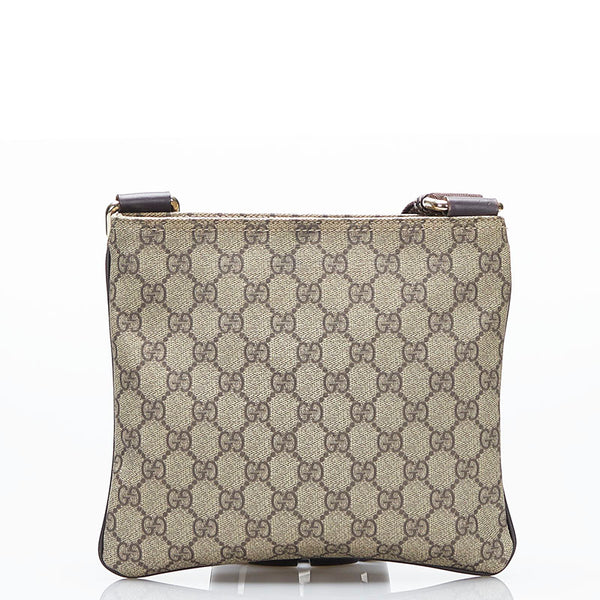 グッチ GGスプリーム 斜め掛け ショルダーバッグ 201538 ベージュ ブラウン PVC レザー メンズ GUCCI 【中古】