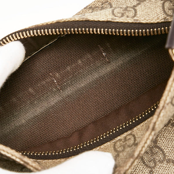 グッチ GGスプリーム 斜め掛け ショルダーバッグ 201538 ベージュ ブラウン PVC レザー メンズ GUCCI 【中古】