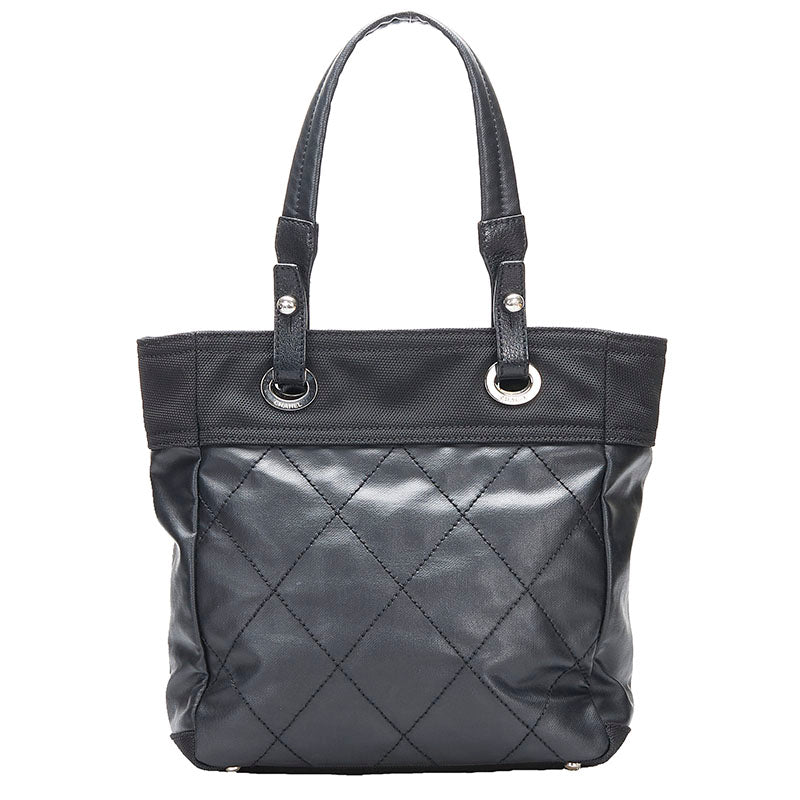 シャネル ココマーク パリビアリッツPM ハンドバッグ ブラック PVC キャンバス レディース CHANEL 【中古】
