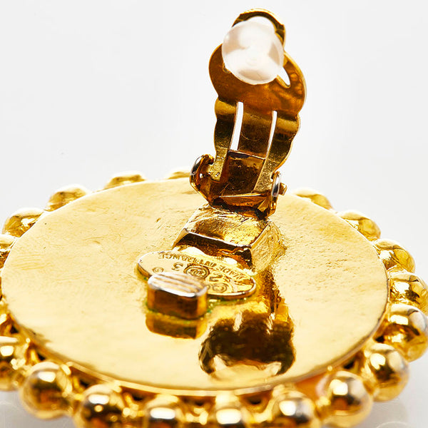 シャネル ココマーク イヤリング 23 ゴールド ブラック メッキ ベロア レディース CHANEL 【中古】