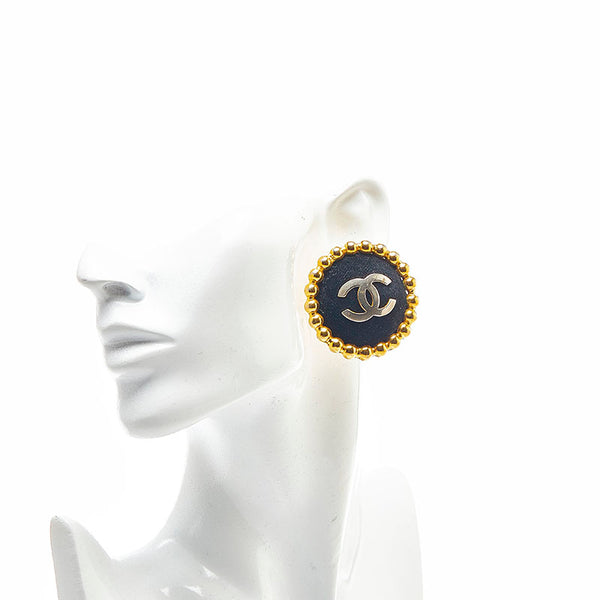 シャネル ココマーク イヤリング 23 ゴールド ブラック メッキ ベロア レディース CHANEL 【中古】