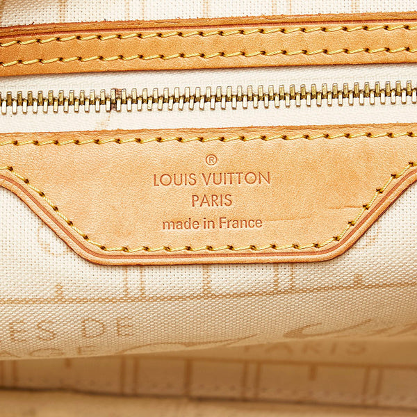 ルイ ヴィトン ダミエ アズール ネヴァーフルPM トートバッグ ショルダーバッグ N51110 ホワイト PVC レザー レディース LOUIS VUITTON 【中古】