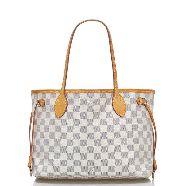 ルイ ヴィトン ダミエ アズール ネヴァーフルPM トートバッグ ショルダーバッグ N51110 ホワイト PVC レザー レディース LOUIS VUITTON 【中古】