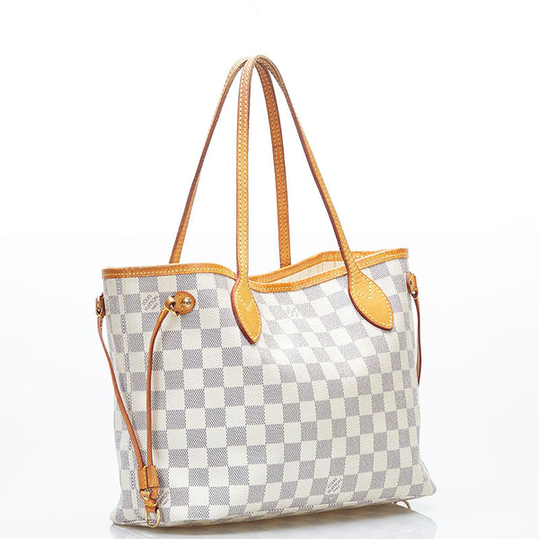 ルイ ヴィトン ダミエ アズール ネヴァーフルPM トートバッグ ショルダーバッグ N51110 ホワイト PVC レザー レディース LOUIS VUITTON 【中古】
