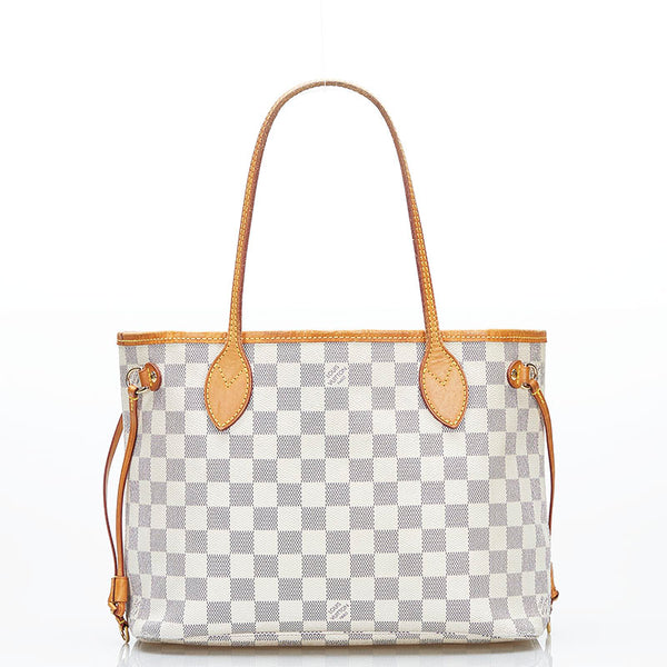 ルイ ヴィトン ダミエ アズール ネヴァーフルPM トートバッグ ショルダーバッグ N51110 ホワイト PVC レザー レディース LOUIS VUITTON 【中古】
