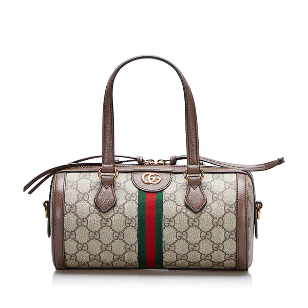 グッチ オフィディア GGスモール GGスプリーム ハンドバッグ ミニボストンバッグ 2WAY 602577 ブラウン ベージュ PVC レザー レディース GUCCI 【中古】