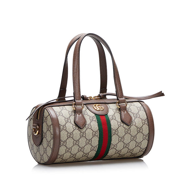 グッチ オフィディア GGスモール GGスプリーム ハンドバッグ ミニボストンバッグ 2WAY 602577 ブラウン ベージュ PVC レザー レディース GUCCI 【中古】