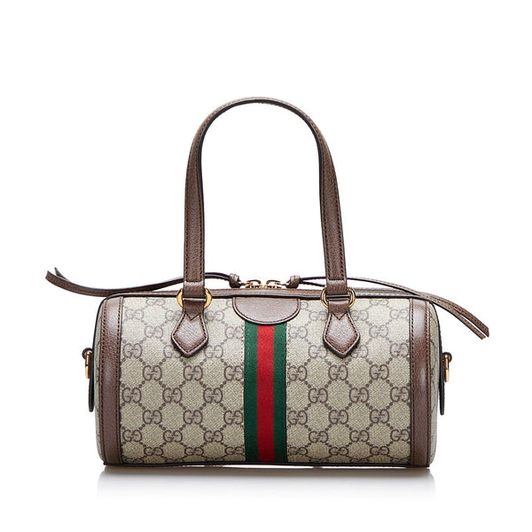 グッチ オフィディア GGスモール GGスプリーム ハンドバッグ ミニボストンバッグ 2WAY 602577 ブラウン ベージュ PVC レザー レディース GUCCI 【中古】