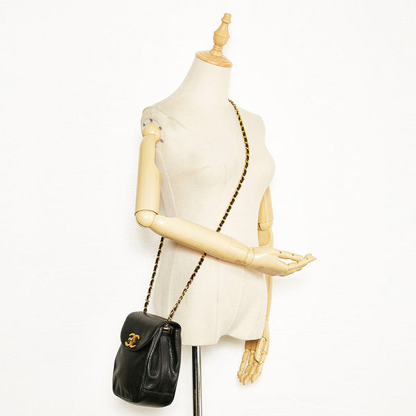 シャネル ココマーク チェーンショルダーバッグ ブラック キャビアスキン レディース CHANEL 【中古】