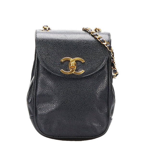 シャネル ココマーク チェーンショルダーバッグ ブラック キャビアスキン レディース CHANEL 【中古】