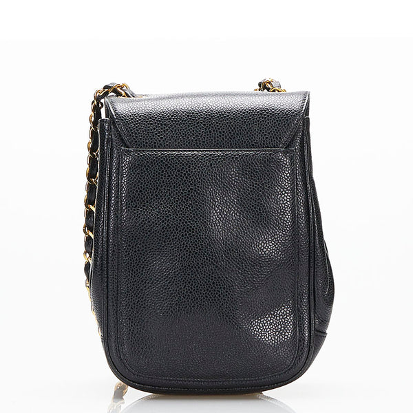 シャネル ココマーク チェーンショルダーバッグ ブラック キャビアスキン レディース CHANEL 【中古】