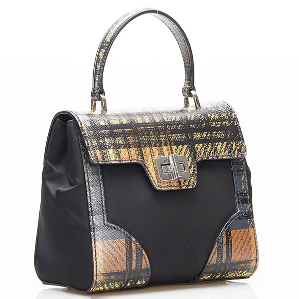 プラダ チェック 斜め掛け ハンドバッグ ショルダーバッグ 2WAY 1BA014 ブラウン ブラウン PVC ナイロン レディース PRADA 【中古】