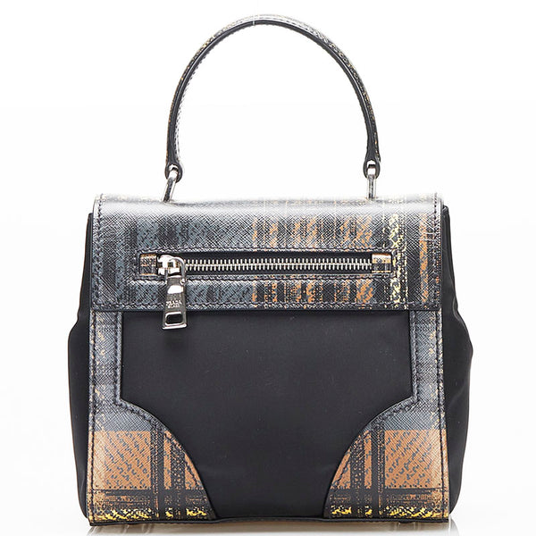 プラダ チェック 斜め掛け ハンドバッグ ショルダーバッグ 2WAY 1BA014 ブラウン ブラウン PVC ナイロン レディース PRADA 【中古】