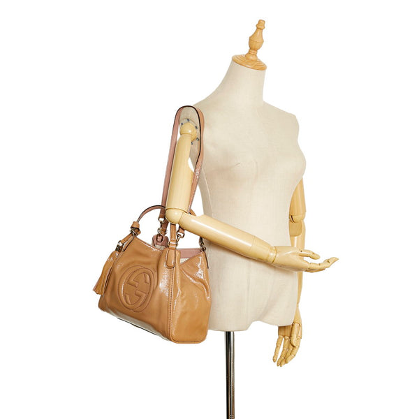 グッチ インターロッキングG ソーホー タッセル ハンドバッグ ショルダーバッグ 2WAY 336751 ブラウン パテントレザー レディース GUCCI 【中古】