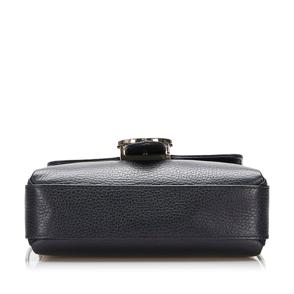 グッチ インターロッキングG チェーン ショルダーバッグ 607720 ブラック レザー レディース GUCCI 【中古】