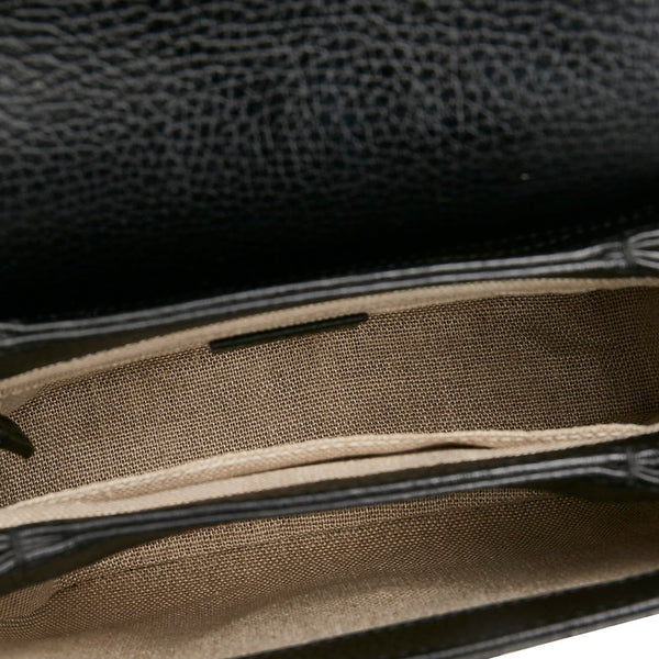 グッチ インターロッキングG チェーン ショルダーバッグ 607720 ブラック レザー レディース GUCCI 【中古】