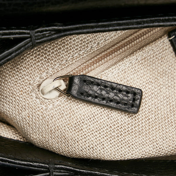 グッチ インターロッキングG チェーン ショルダーバッグ 607720 ブラック レザー レディース GUCCI 【中古】