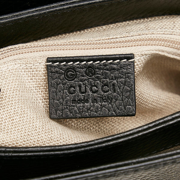 グッチ インターロッキングG チェーン ショルダーバッグ 607720 ブラック レザー レディース GUCCI 【中古】