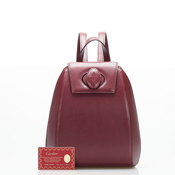 カルティエ マスト リュック バックパック ワインレッド レザー レディース CARTIER 【中古】