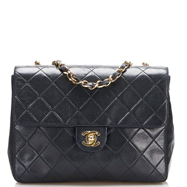 シャネル ミニ マトラッセ ココマーク ゴールド金具 チェーン ショルダーバッグ ブラック レザー レディース CHANEL 【中古】
