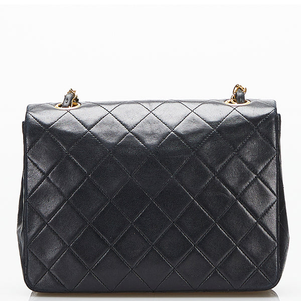 シャネル ミニ マトラッセ ココマーク ゴールド金具 チェーン ショルダーバッグ ブラック レザー レディース CHANEL 【中古】