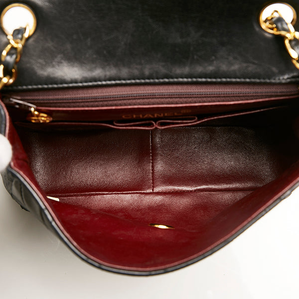 シャネル ミニ マトラッセ ココマーク ゴールド金具 チェーン ショルダーバッグ ブラック レザー レディース CHANEL 【中古】