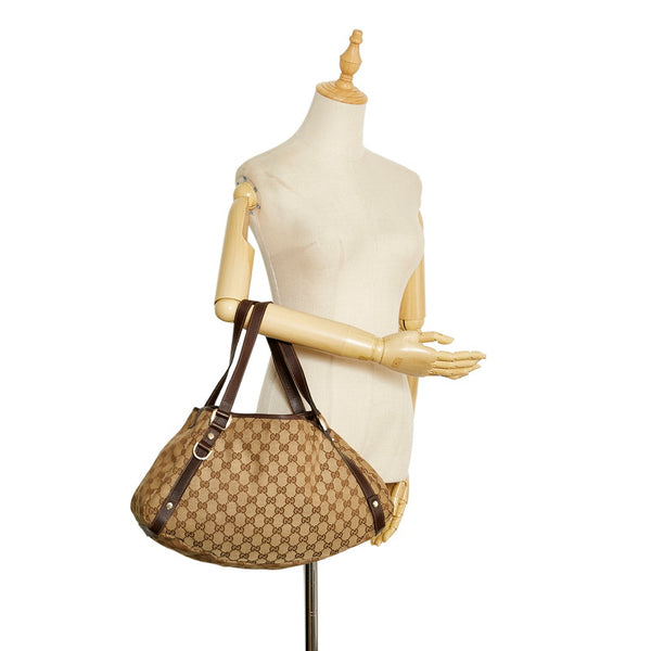 グッチ GGキャンバス ハンドバッグ 130736 ベージュ キャンバス レザー レディース GUCCI 【中古】