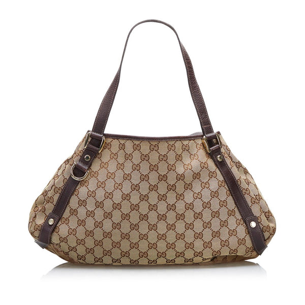 グッチ GGキャンバス ハンドバッグ 130736 ベージュ キャンバス レザー レディース GUCCI 【中古】