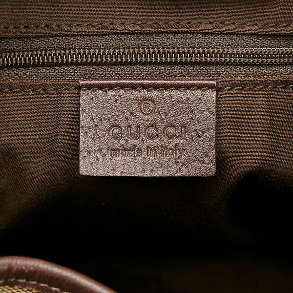 グッチ GGキャンバス ハンドバッグ 130736 ベージュ キャンバス レザー レディース GUCCI 【中古】