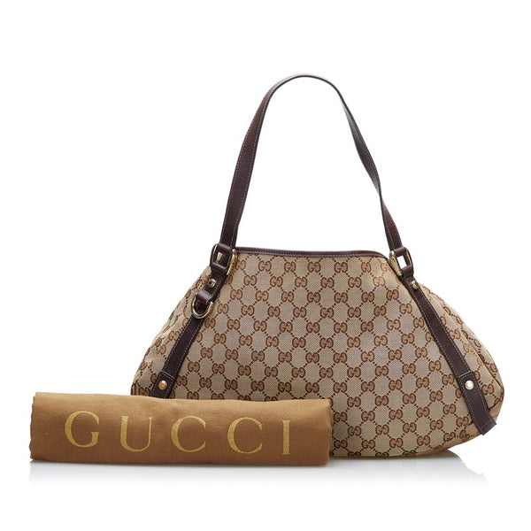グッチ GGキャンバス ハンドバッグ 130736 ベージュ キャンバス レザー レディース GUCCI 【中古】