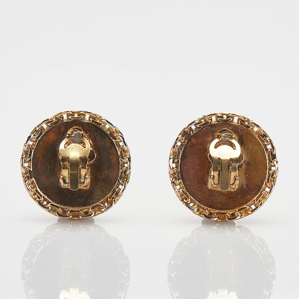 シャネル ココマーク チェーンラウンド イヤリング 28 ゴールド ブラック メッキ レディース CHANEL 【中古】