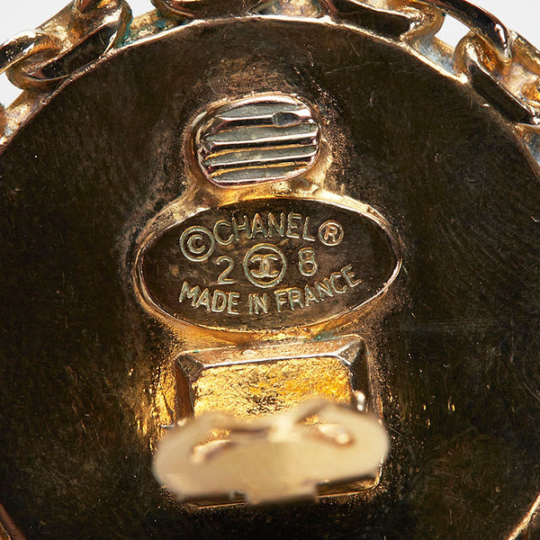 シャネル ココマーク チェーンラウンド イヤリング 28 ゴールド ブラック メッキ レディース CHANEL 【中古】