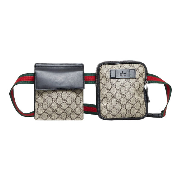グッチ GGスプリーム シェリーライン ボディバッグ ウエストバッグ 450956 ベージュ PVC レザー レディース GUCCI 【中古】