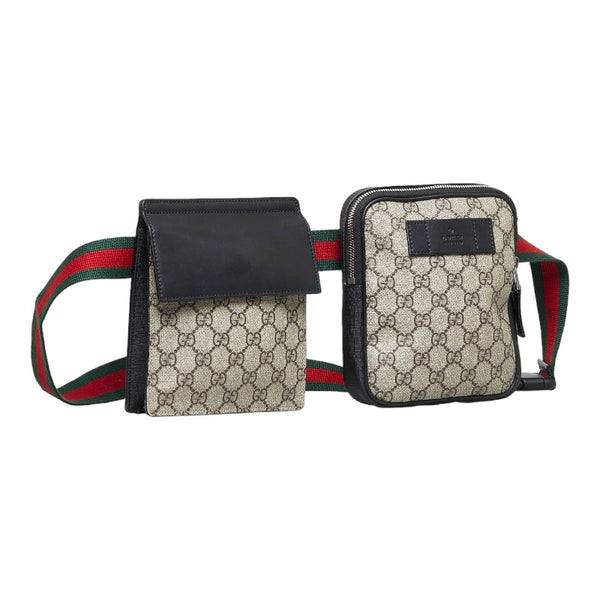 グッチ GGスプリーム シェリーライン ボディバッグ ウエストバッグ 450956 ベージュ PVC レザー レディース GUCCI 【中古】