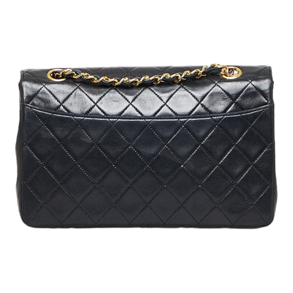シャネル マトラッセ シングルフラップ ゴールド金具 チェーンショルダーバッグ  ブラック ラムスキン レディース CHANEL 【中古】