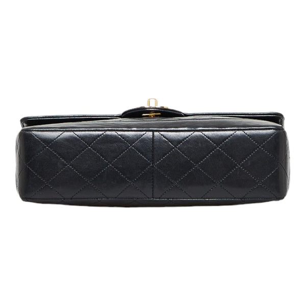 シャネル マトラッセ シングルフラップ ゴールド金具 チェーンショルダーバッグ  ブラック ラムスキン レディース CHANEL 【中古】