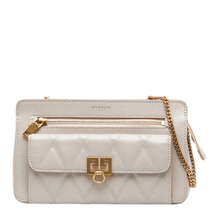 ジバンシー ポケット 斜め掛け チェーン ショルダーバッグ BB5059B08Z  ナチュラル ゴールド レザー レディース Givenchy 【中古】