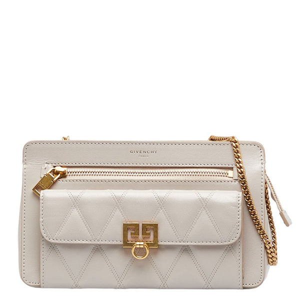 ジバンシー ポケット 斜め掛け チェーン ショルダーバッグ BB5059B08Z  ナチュラル ゴールド レザー レディース Givenchy 【中古】
